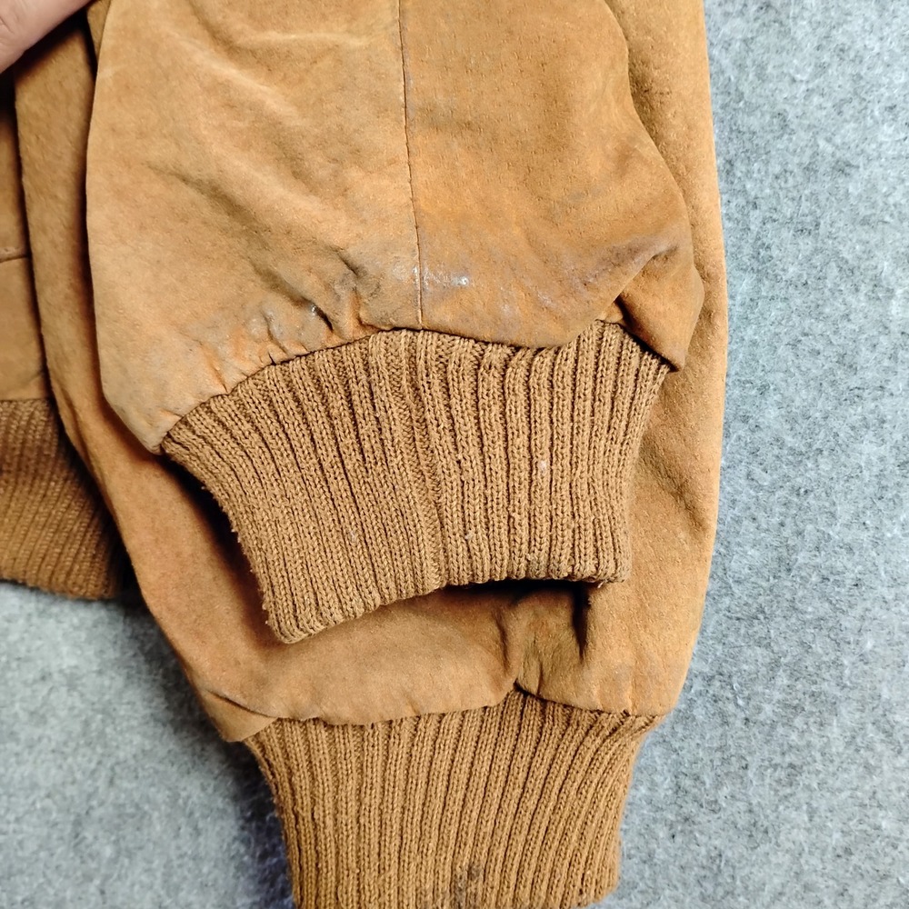 G-III Leather Fashions Mens Medium Tan Suede Bomber Flight Jacket - Picture 9 of 12